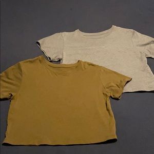 Girlfriend Collection Gia Crop Tee- army green $25